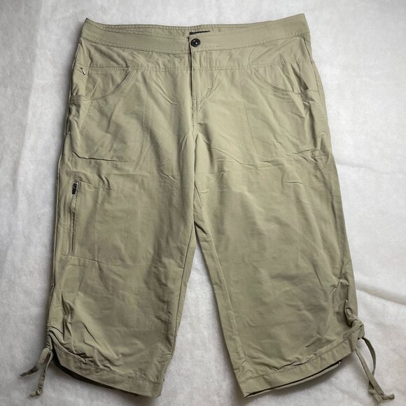 Cabela's Womens Army Khaki High Rise Flat Front Stretch Casual Capri Size 14 - Picture 1 of 10